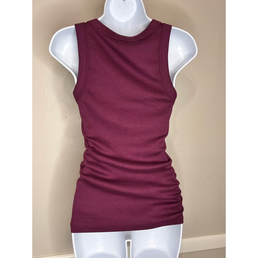 Michael Stars Halley Ribbed Tank Top with Ruching Ruby Women's Size Medium NWOT - Picture 4 of 8